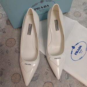 Prada White Pointed High Heels